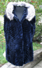 Navy Blue Dyed Sheared & carved Beaver with silver Fox Hooded Vest